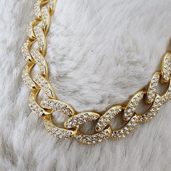 NEW J. Crew Havana Jones Iced Crystal Curb Chain Link Chunky Necklace - Picture 7 of 13